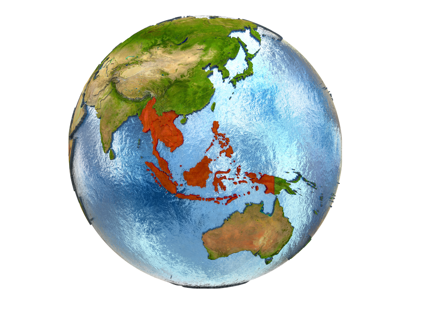 Globe showing South Asia 